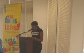 Me reading at the WUTT event.